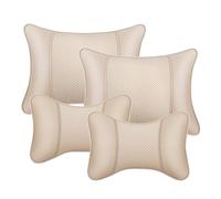 SNAHLPER Appuie Tete Coussin Lombaire Voiture Kit pour A6 C4 4A A6 C5 4B A6 C6 4F A6 C7 4G A6 C8 Avant Allroad A7, Ergonomique Coussin Soutien Lombaire, Universelle Cuir Tête Reposent Soutien,Beige