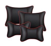 SNAHLPER Appuie Tete Coussin Lombaire Voiture Kit pour Citroen C1 C2 C3 C4 C5, Ergonomique Coussin Soutien Lombaire, Universelle Cuir Tête Reposent Soutien,Black