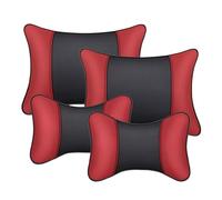 SNAHLPER Appuie Tete Coussin Lombaire Voiture Kit pour Citroen C1 C2 C3 C4 C5, Ergonomique Coussin Soutien Lombaire, Universelle Cuir Tête Reposent Soutien,Black Red