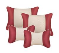 SNAHLPER Appuie Tete Coussin Lombaire Voiture Kit pour Citroen C1 C2 C3 C4 C5, Ergonomique Coussin Soutien Lombaire, Universelle Cuir Tête Reposent Soutien,Red