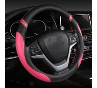 SNAHLPER Couvre Volant Voiture en Cuir Élastique PU, 37-38cm, Rose-Red, Peugeot 208 2013-2018