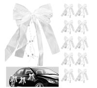 SNAIL GARDEN 10 Noeuds Auto Mariage XXL en Tulle & Satin - Déco Blanche Non Rayante avec Perles (30x16cm) Set Autoschmuck Hochzeit Parfait pour Voiture, Cadeaux & Fêtes