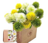 SNAIL GARDEN 15pcs Pissenlit Artificiel, Bouquet de Plantes de Fleurs artificielles avec 1 Vase Sac en Papier Kraft-arbustes en Plastique brosses Plante Fausse Herbe pour intérieur extérieur