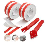 SNAIL GARDEN 2 Rouleaux bande etancheite autocollante,d'étanchéité de calfeutrage adhésif Acrylique avec Bande à 2 Bandes, Ruban d’étanchéité imperméable avec Outils de calfeutrage pour Salle de Bain