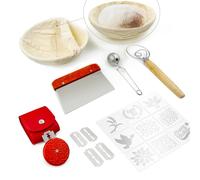 SNAIL GARDEN Banneton - Lot de paniers de fermentation ronds de 23 cm - Avec kit de cuisson à pain - Pochoirs uniques pour la cuisson au levain
