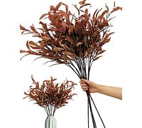 SNAIL GARDEN Lot de 5 feuilles d'olivier artificielles d'automne, tiges de 94 cm de long, feuilles d'eucalyptus d'automne pour la maison, Halloween, intérieur et extérieur, centre de table, décoration