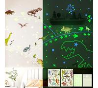SNAIL GARDEN Lot de 688 autocollants phosphorescents en forme de dinosaure - Décoration murale pour chambre d'enfant, salon (lumière verte)