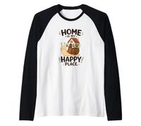 Snail Home is My Happy Place Escargot Mignon Cottagecore Manche Raglan