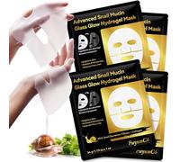 Snail Mucin Masque Visage, Masque Collagene, Masque d'eau Nuit Raffermit et Revitalise la Peau, Masque Visage Coreen Anti-âge, Snail Mucin Glass Glow Hydrogel Mask Collagen, Masque Hydratant Visage