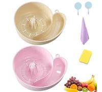 Snail Shape Drainer, Snail Shaped Fruit Washer, New Automatic Vegetable Shaped Drain Basket, Rotating Fruit & Vegetable Washing Bowl with Strainer, Portable Kitchen Cleaning Device (White+Pink)