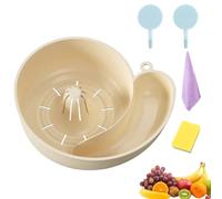 Snail Shape Drainer, Snail Shaped Fruit Washer, New Automatic Vegetable Shaped Drain Basket, Rotating Fruit & Vegetable Washing Bowl with Strainer, Portable Kitchen Cleaning Device (White)