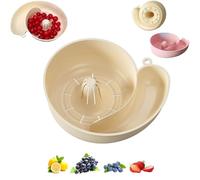 Snail Shaped Fruit Washer, Stackable Berries Washer Spinner Bowls for Cleaning Fruit Vegetable Meat Seafood Multipurpose Rinse Drain Basket (Milky White)