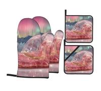 Snail Under The Aurora Kit de cuisson durable avec gants de cuisine et maniques étanches et résistants à la chaleur