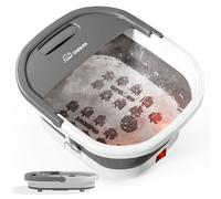 Snailax Bain de Pieds Chauffant Pliable avec Massage, Température Réglable 35-48°C, Rouleaux Shiatsu, Bulles Relaxantes, Lumière Rouge, Minuterie, Spa pour les Pieds, Cadeau Femme Homme