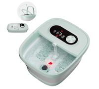 Snailax Bain de Pieds Pliable avec Chauffage et Massage, Spa Pour Pieds avec 14 Niveaux de Chauffage | Rouleaux Shiatsu | Bulles | Lumière Rouge | Minuterie, Massage Pieds Spa 35℃-48℃, Vert