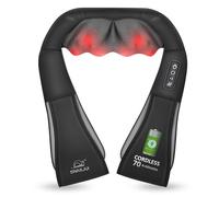 Snailax Masseur de cou sans fil avec chaleur, rechargeable Shiatsu avec sangle de traction réglable, 2 niveaux d'intensité, autonomie de la batterie de 60 min, cadeau pour femmes et hommes