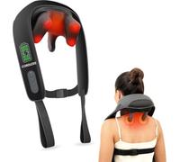 Snailax Masseur de Nuque 4D Sans Fil avec Chaleur | 2 niveaux de chaleur, minuterie 10 min, 3 modes, 3 vitesses, cuir PU, pour nuque, épaules et dos, cadeau pour maman et papa