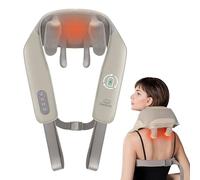 Snailax Masseur de nuque amélioré sans fil avec chaleur, masseur de nuque shiatsu 4D avec massage par pétrissage, masseur électrique pour nuque épaule dos jambe, cadeaux, Beige