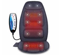 Snailax Siège de massage avec chaleur, masseur du dos avec 10 moteurs de massage par vibration, coussin de chaise de massage électrique, coussin de soutien dorsal en tissu profond pour la maison, le