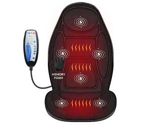 SNAILAX Siège de Massage Chauffant en Mousse à Mémoire - Coussin de Siège Massant pour Dos, 5 Modes de Massage et 2 Réglages de Chaleur pour Bureau/Maison, Cadeau Homme Noël