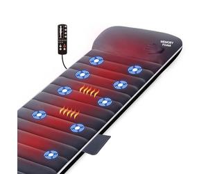 Snailax Tapis de Massage en Mousse à Mémoire avec Chaleur - Matelas Massant Chauffant et Vibration, Coussin de Massage Complet pour soulager la Douleur SL363M-FR