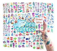SnailGarden 300Pcs Tatouage Enfant,Autocollant de Tatouage Océan Étanche pour Les Enfants Fête D'anniversaire Fournitures Fête Cadeaux Parti Sacs Remplisseur Enfants