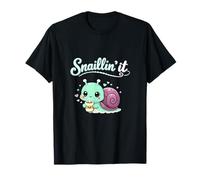 Snaillin it Kawaii Chibi Escargot Café Mignon Cursive Art T-Shirt