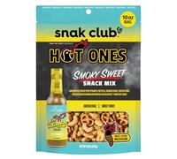 Snak Club Hot Ones - Mélange à collations, collations fumées sucrées et épicées avec arachides, bretzels, bâtonnets de sésame, maïs rôti, noix de cajou, inspirés des collations végétaliennes chaudes