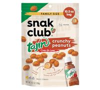 Snak Club Tajin Crunchy Cacahuètes, saveur de piment doux et citron vert, collations épicées piquantes, sac refermable de 300 ml
