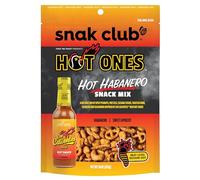 Snak Club x Hot Ones Snack Mix, Hot Habanero, Snacks épicés avec cacahuètes, bretzels, bâtonnets de sésame, maïs rôti, noix de cajou, inspiré par une collation végétalienne chaude, 300 ml, refermable