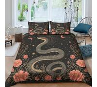 Snake Art Linge de Lit Imprimé en 3D Microfibre résistante 3 pièces Mystique Illustration Style Housse de Couette avec Fermeture Éclair Super Douce for Chambre Enfants Double（200x200cm）