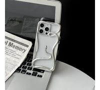 Snake Case for iPhone, Solid Color Hollow Snake Electroplated Soft Phone Case, Mini Shockproof Snake Phonecase for iPhone16/15/14/13pro Max (for 14Pro Max,Silver)