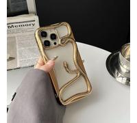Snake Case for iPhone, Solid Color Hollow Snake Electroplated Soft Phone Case, Mini Shockproof Snake Phonecase for iPhone16/15/14/13pro Max (for 14Pro Max,Gold)