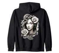 Snake Girl Serpent Medusa Roses Sweat à Capuche