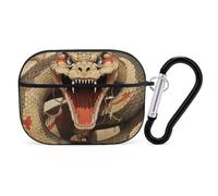 Snake Open Mouth pour Airpod Pro Coque rigide de protection complète contre les chutes avec porte-clés compatible avec AirPod Pro 2e/1ère génération, LED avant visible, noir