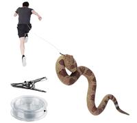 Snake Prank Toy - Serpent en silicone réaliste avec cordon et clip | Serpent de simulation pour un montage facile | Idéal pour la décoration de maison hantée, les farces de golf et les amis effrayants