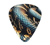 Snake-Reticulated Scales Lot de 12 médiators avec 3 épaisseurs et boîte de rangement, médiators en ABS pour guitare basse électrique