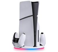 snakebyte Support et Station de Charge pour Manette PS5 Slim - DualSense - avec éclairage RVB - Indicateur de Charge LED - Protection Contre la Surcharge testée et Charge Rapide