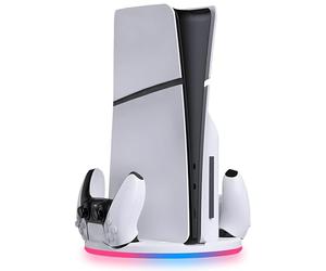snakebyte Support et Station de Charge pour Manette PS5 Slim - DualSense - avec éclairage RVB - Indicateur de Charge LED - Protection Contre la Surcharge testée et Charge Rapide
