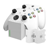 snakebyte Xbox Twin Charge SX - Blanc - Station de Charge Xbox Series X pour Manette Series X, Chargeur pour 2 manettes sans Fil, 2 Batteries Rechargeables 800 mAh, état de Charge LED, Design série X