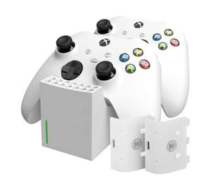 snakebyte Xbox Twin Charge SX - Blanc - Station de Charge Xbox Series X pour Manette Series X, Chargeur pour 2 manettes sans Fil, 2 Batteries Rechargeables 800 mAh, état de Charge LED, Design série X