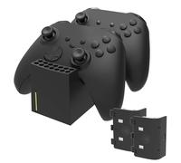 snakebyte Xbox Twin Charge SX - Noir - Station de Charge Xbox Series X pour Manette Series X, Chargeur pour 2 manettes sans Fil, 2 Batteries Rechargeables 800 mAh, état de Charge LED, Design série X