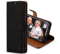 Snakehive Etui Coque Portefeuille en Cuir Véritable Compatible avec Samsung Galaxy A34 5G | Porte Cartes, Anti Choc, Housse Aimantée, Stand Fonction Support | Modèle Vintage - en Noir