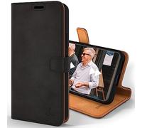 Snakehive Etui Coque Portefeuille en Cuir Véritable Compatible avec Samsung Galaxy S22 Plus 5G | Porte Cartes, Anti Choc, Housse Aimantée, Stand Fonction Support | Modèle Vintage - en Noir