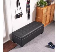 SnamicE Banc Coffre Ottoman élégant en Cuir avec Assise rembourrée et Rangement dissimulé, idéal pour Le Salon, l'entrée ou Le Pied de lit - Solution d'ameublement él,Noir-110X45X40cm