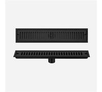 SnamicE Caniveau de Douche rectangulaire 10 x 40 cm en Acier Inoxydable 304 doré avec Grille Amovible et récupérateur de Cheveux, pour salles de Bains, Noir - 10 x 40 c,Black-10x40cm