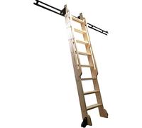 SnamicE Échelle de bibliothèque roulante, Rail Coulissant Tubulaire Rond de 1 à 6 m avec roulettes pour Grenier, Maison, intérieur, librairie, kit de Rail de 200 cm.,6.6ft/200cm Track Kit