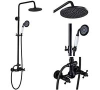 SnamicE Ensemble de robinets de douche en bronze noir avec pommeau de douche à 8 pommeau de douche pour salle de bain, mitigeur mural pour douche chaude et froide, bronze noir C02, bronze noir C01