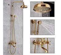 SnamicE Ensemble de robinets de douche en laiton doré à 360° avec bec pivotant à 360°, double poignée, mitigeur de salle de bain