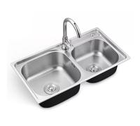 SnamicE Évier de Cuisine Double bac, évier Utilitaire avec Robinet, évier en Acier Inoxydable à Montage sur Plan ou à encastrer, pour Garage, buanderie, Restaurant, ARG,Silver-b-75x40x20cm